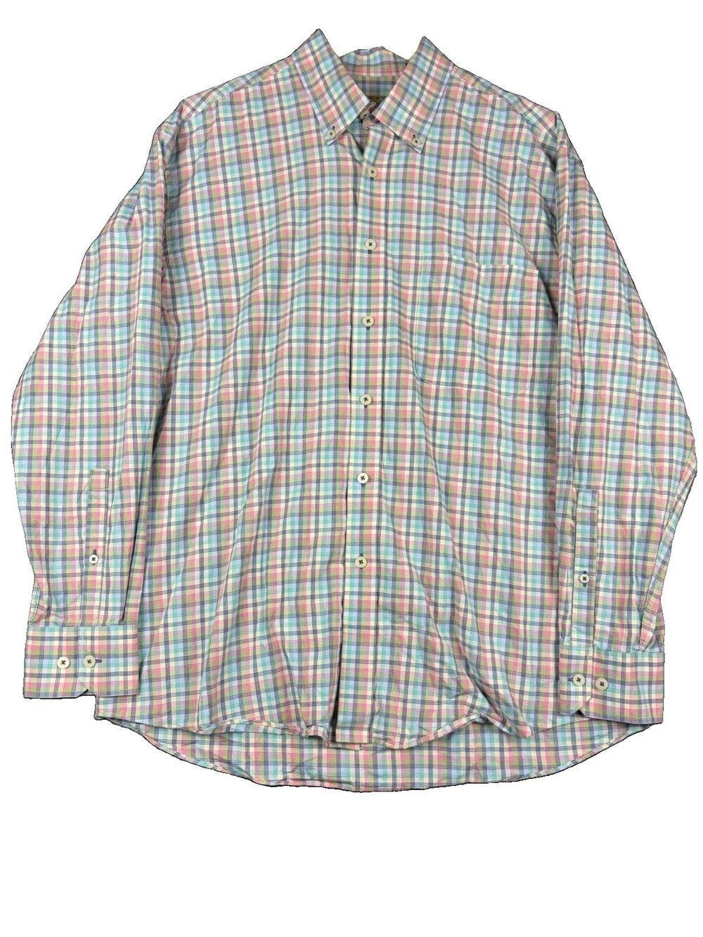 Alan Flusser Shirt Menβs L Multicolor Plaid Cotton Long Sleeve Button Down